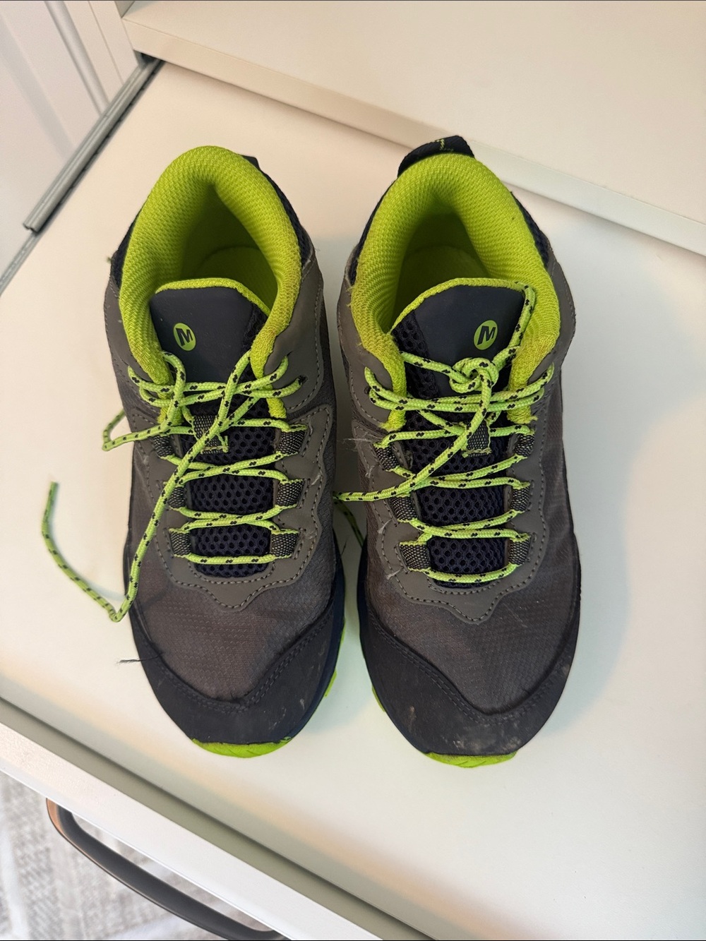 Merrell Kids Gray and Lime Trail Sneakers